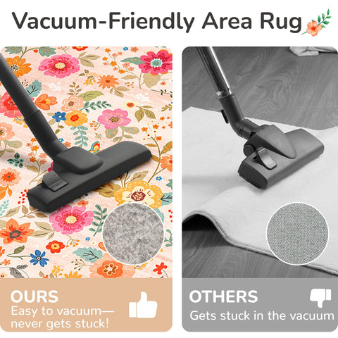 Meejou machine-washable rug for easy cleaning and maintenance