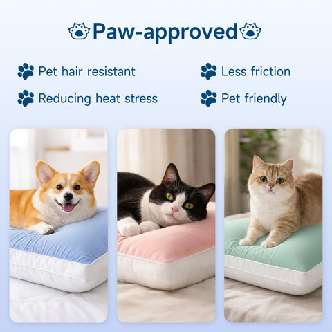 MEELUS cooling pillow surface with a gentle cool feel on warm nights.