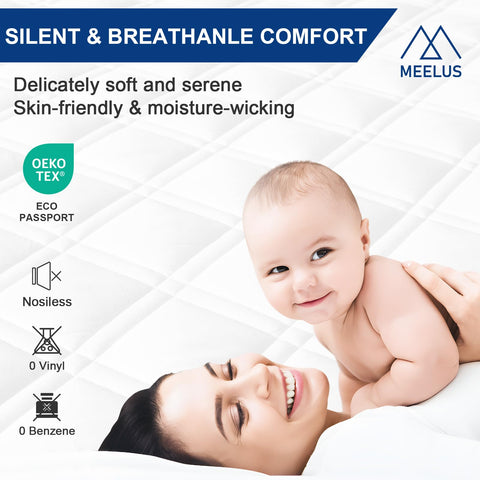 MEELUS deep pocket fit hugs mattresses 8–21 inches securely