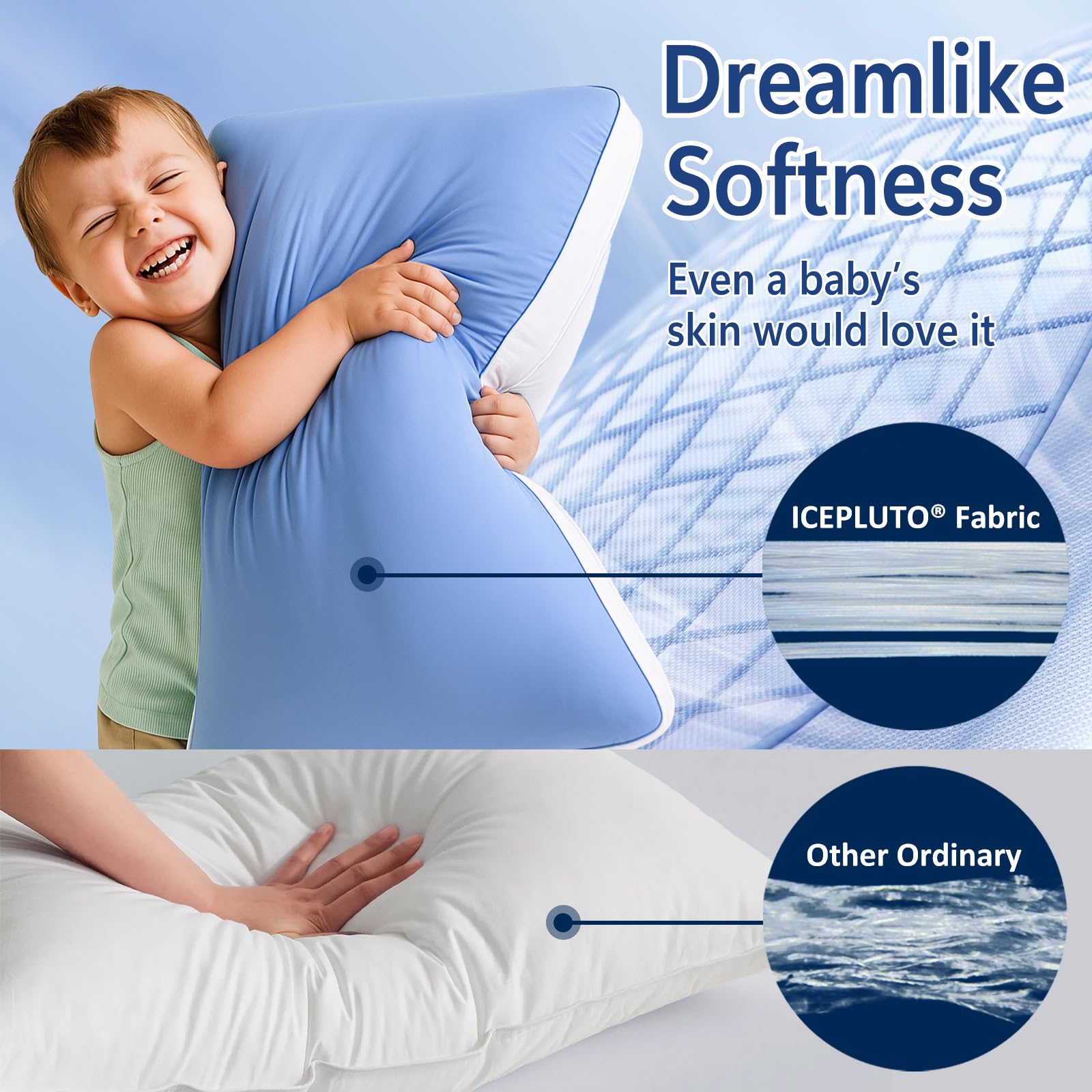 MEELUS gusseted-support pillow maintains neck alignment for multiple sleep positions.