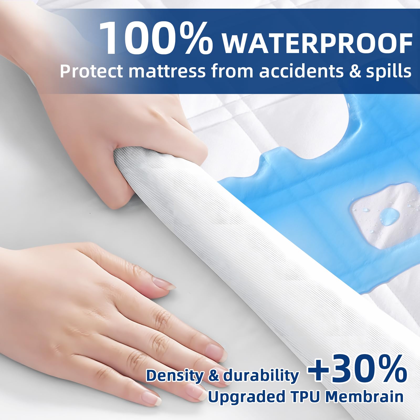 Breathable fabric on MEELUS protector promoting cool, dry sleep