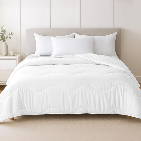MEELUS queen size 88x88 on bed showing generous coverage.