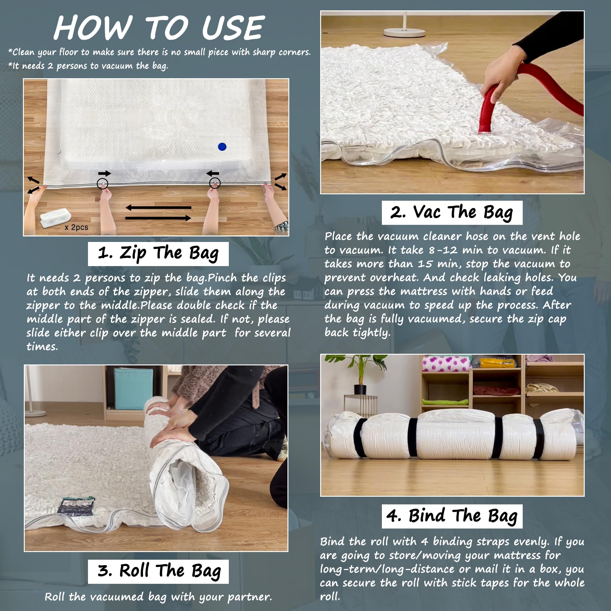 Meersburg bag fits mattresses up to 12 inches thick.