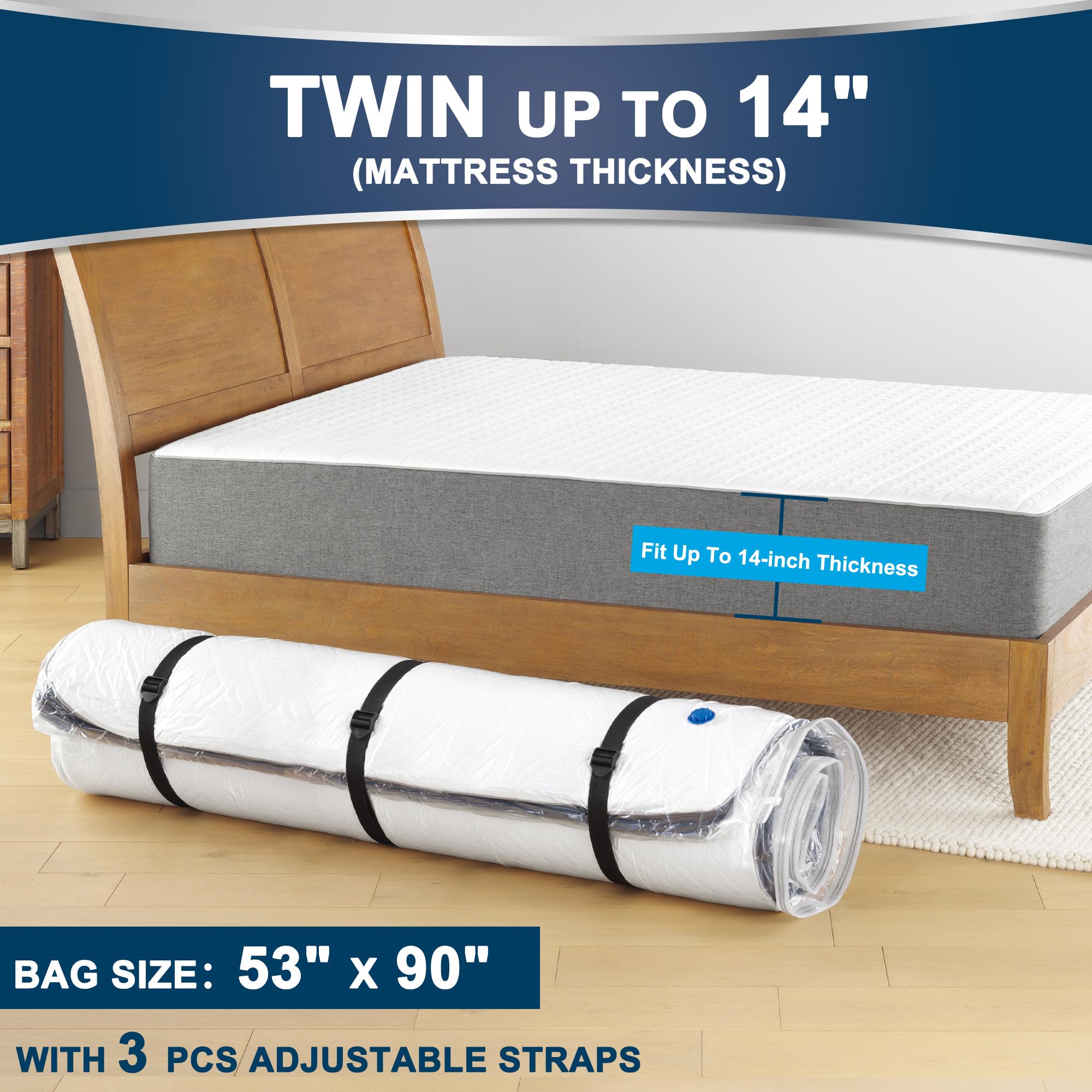 Meersburg vacuum mattress bag with double seal reduces air leakage during transit