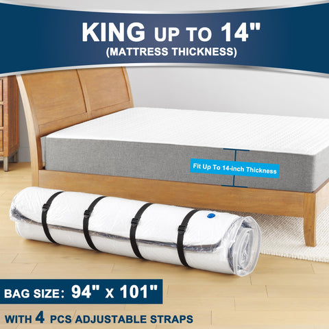 Meersburg vacuum mattress bag king double-seal zipper keeps air locked and mattress clean
