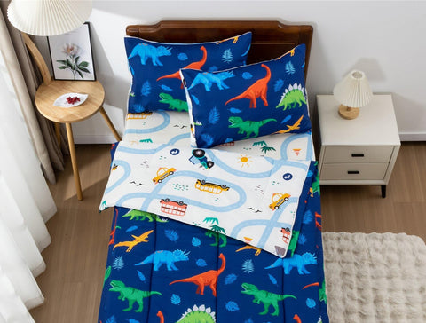 Meeting Story dark blue bedding colorway for a calming kid bedroom