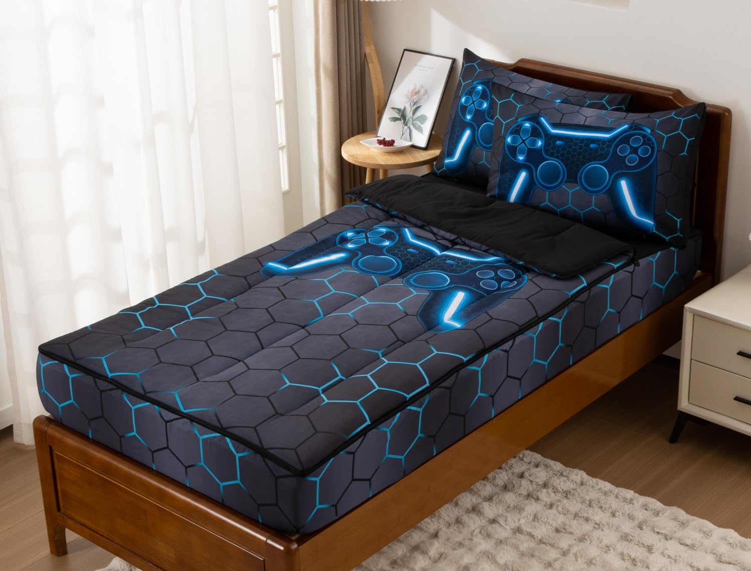 Meeting Story package includes comforter, sheet, and pillowcases