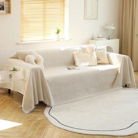 Meetsky chenille couch cover tassels decor on sofa