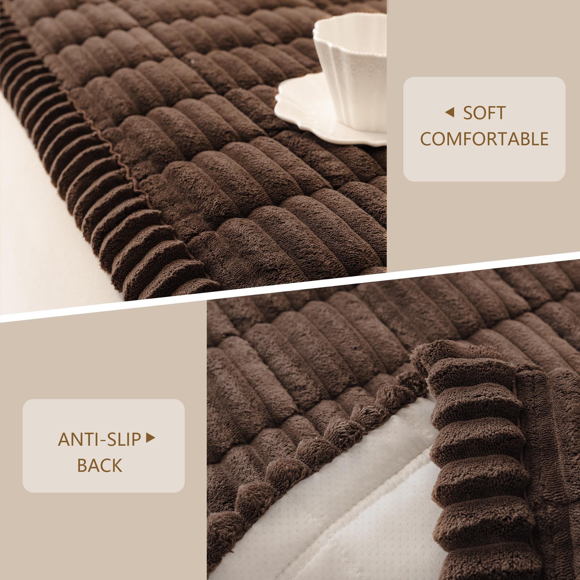 MEETSKY chocolate sofa cover on a 3-cushion couch provides stylish protection.