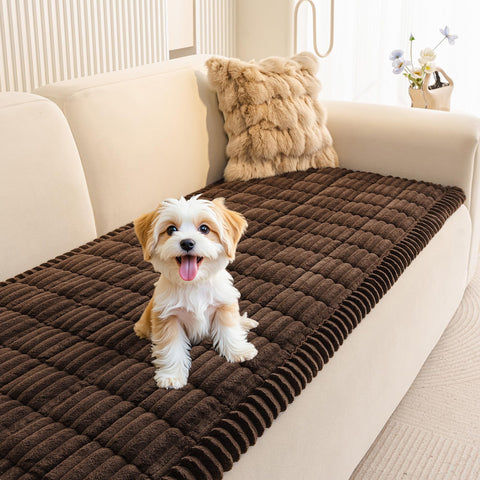 MEETSKY couch cover for dogs in chocolate protects upholstery and hides fur.