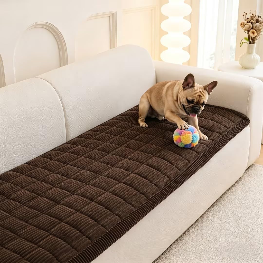 MEETSKY couch cover plush fabric keeps cushions cozy and protected.