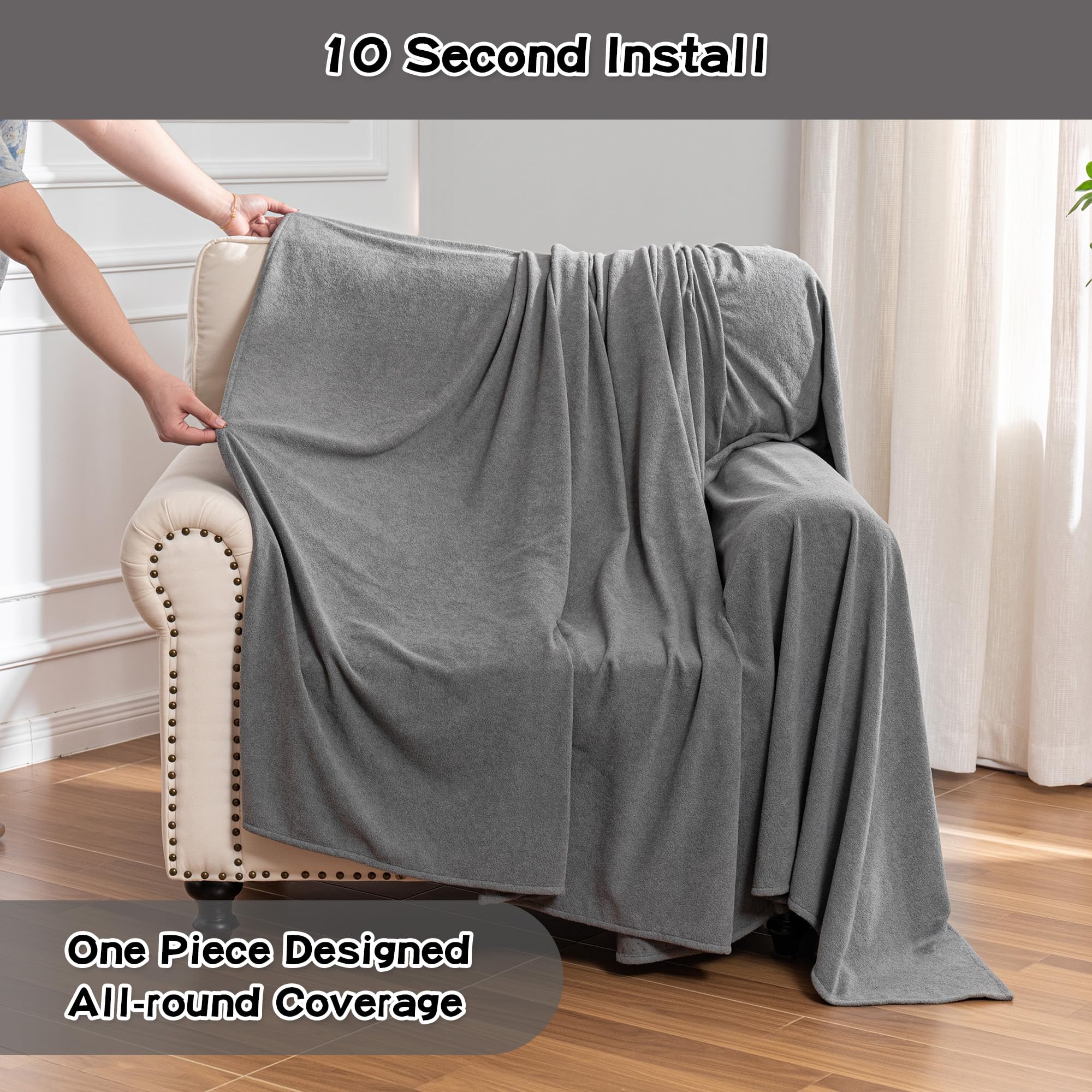 MEETSKY oversized chair cover installing in seconds for quick room refresh