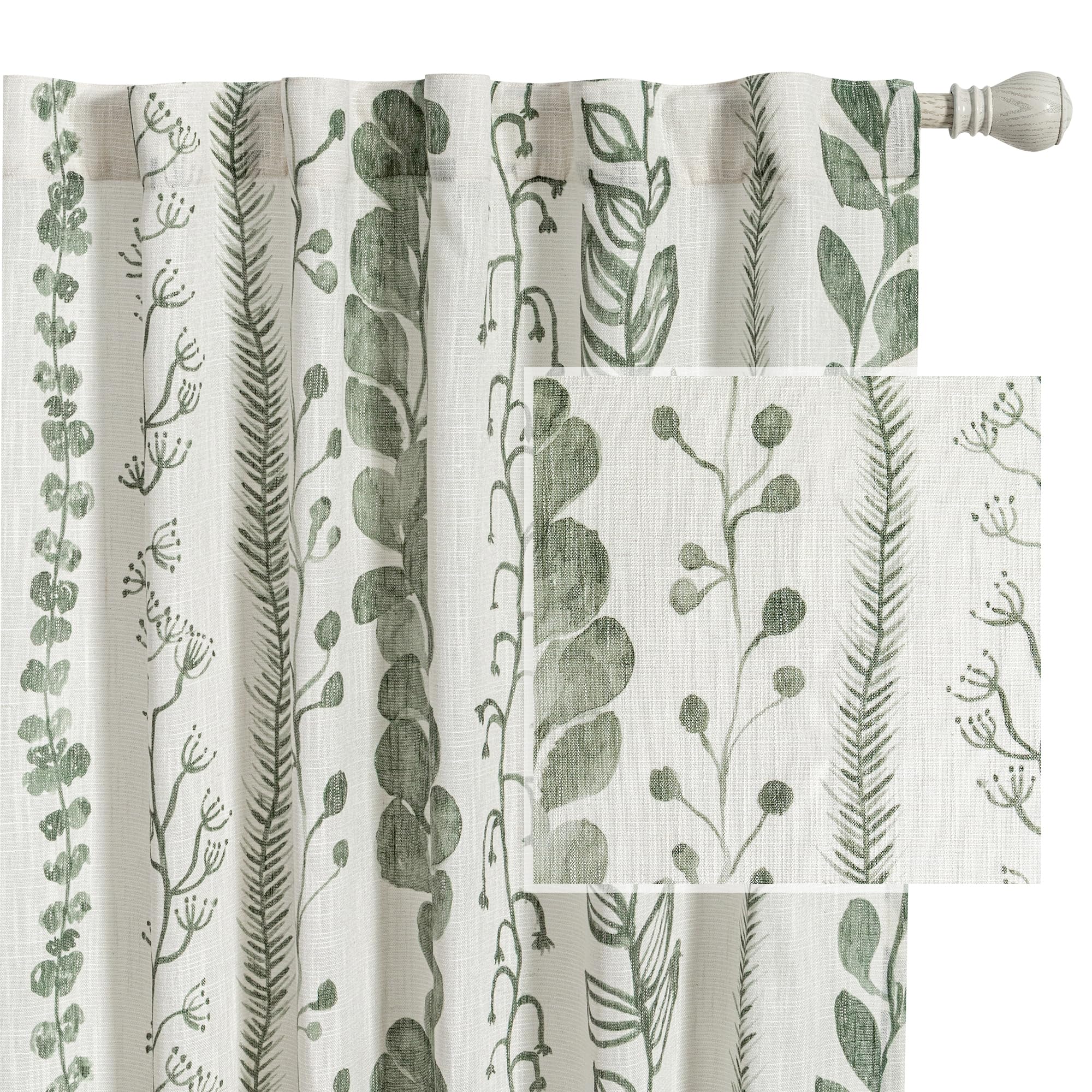 MEETSKY Sage Green Curtains 84-inch living room view with soft light filtering for privacy