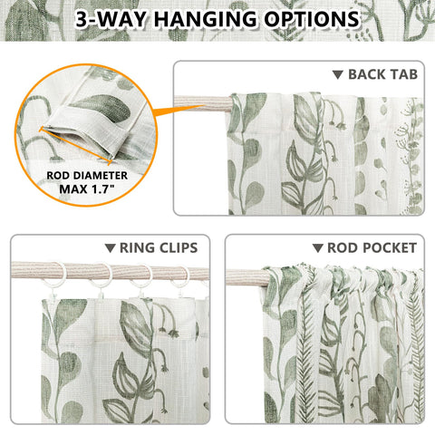 MEETSKY Sage Green Curtains offering 3-way hanging for flexible styling
