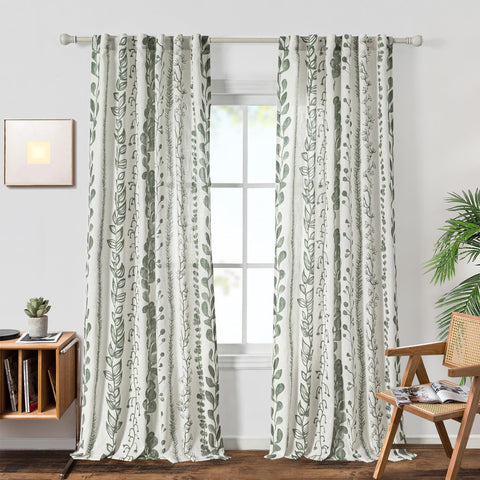 MEETSKY Sage Green Curtains patterned drapes add cozy privacy in bedrooms