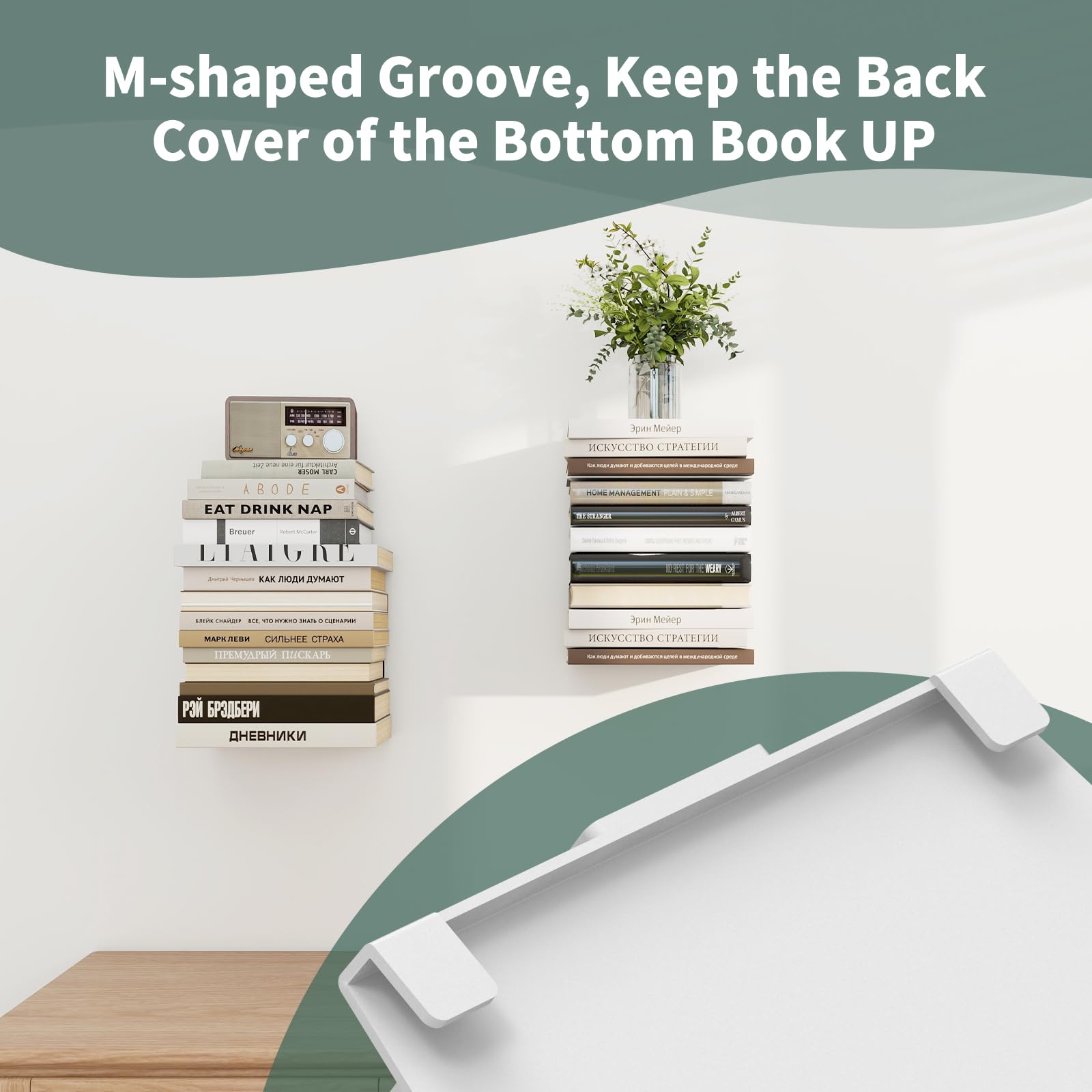 Mefirt invisible floating bookshelves decorative use enhances room aesthetics.