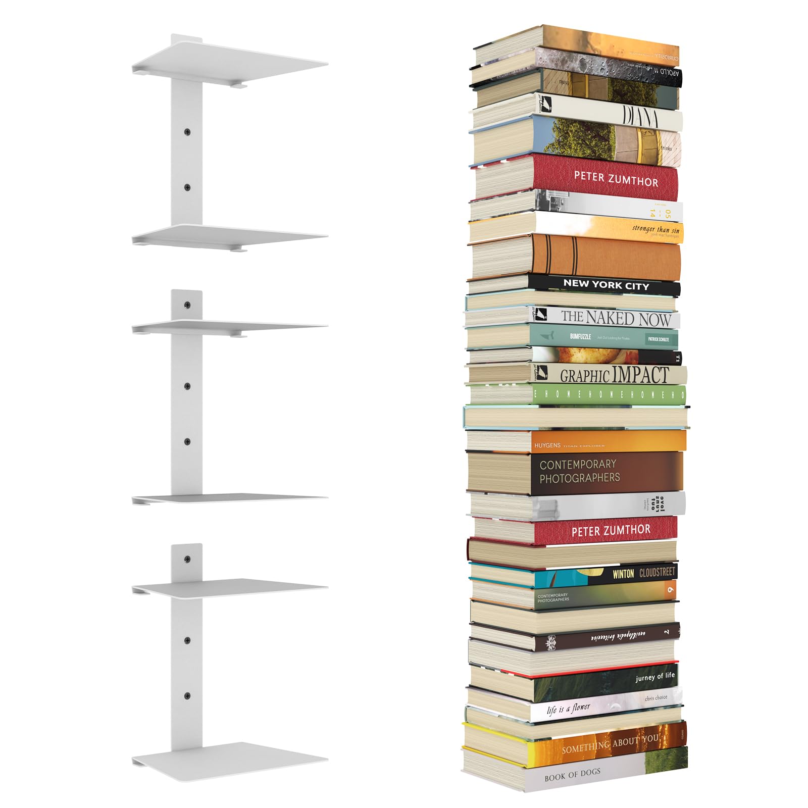 Mefirt invisible floating bookshelves wall setup saves space in living rooms.