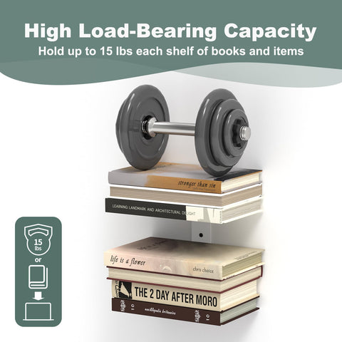 Mefirt invisible floating bookshelves white pack setup offers clean display.