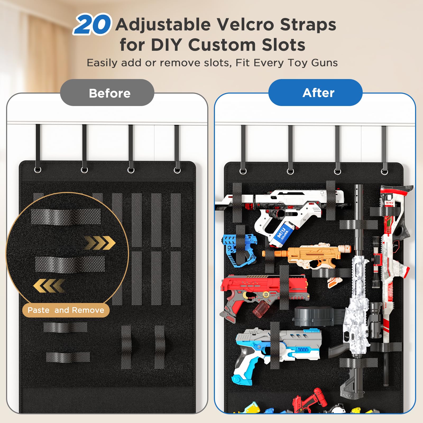 Mefirt organizer hanging on door demonstrating easy installation.