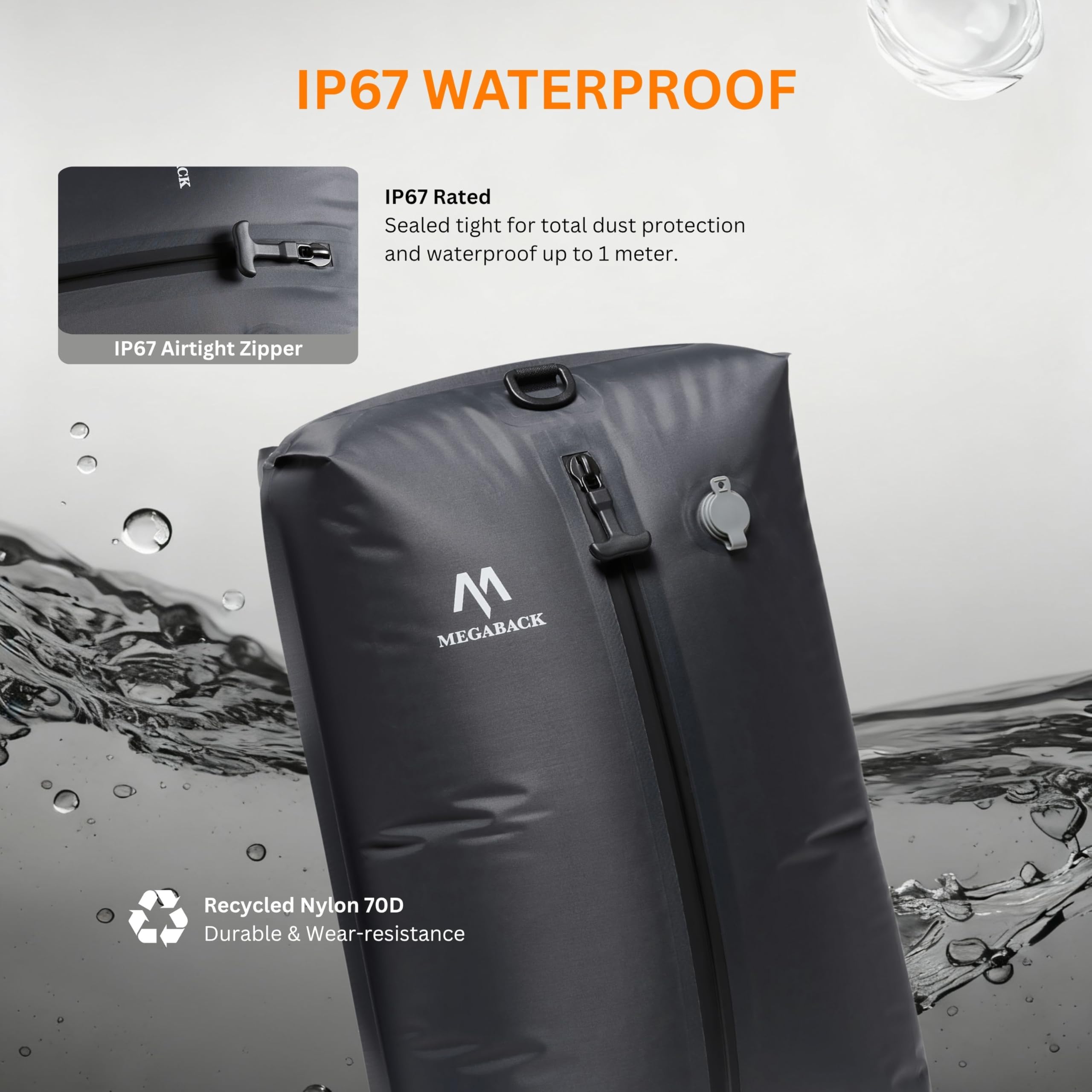MEGABACK vacuum bag compatible with suitcases and backpacks for versatile travel
