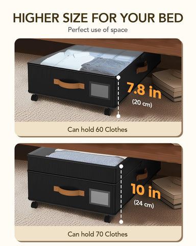 Megapuxin adjustable height fits under most beds from 7.8 to 10 inches