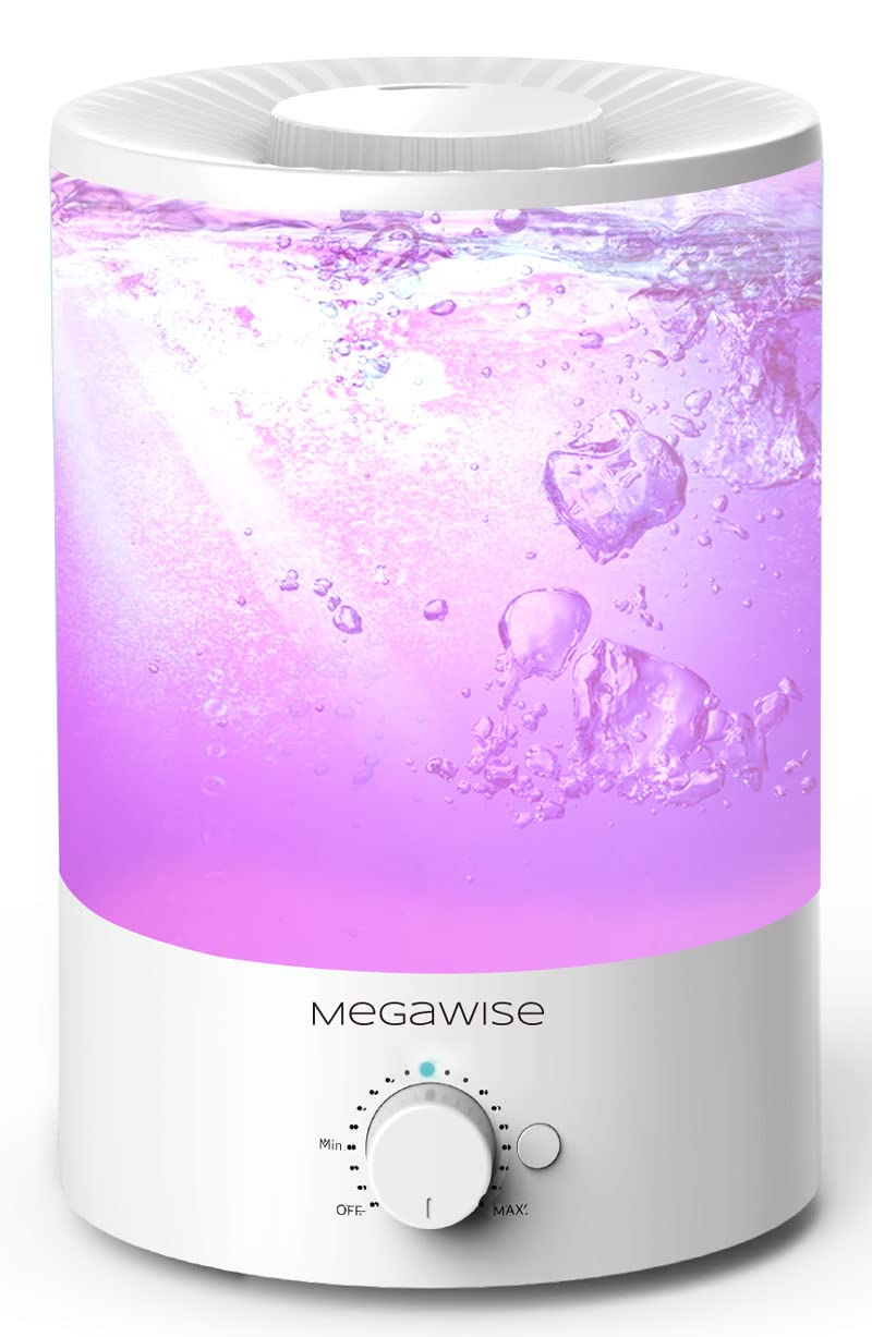 MEGAWISE top-fill humidifier in action with a spill-free refilling setup