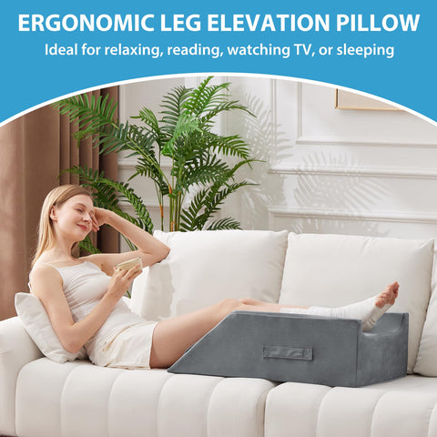 MEGCXIT post-surgery leg elevation pillow measures 29 x 17 x 9 inches.