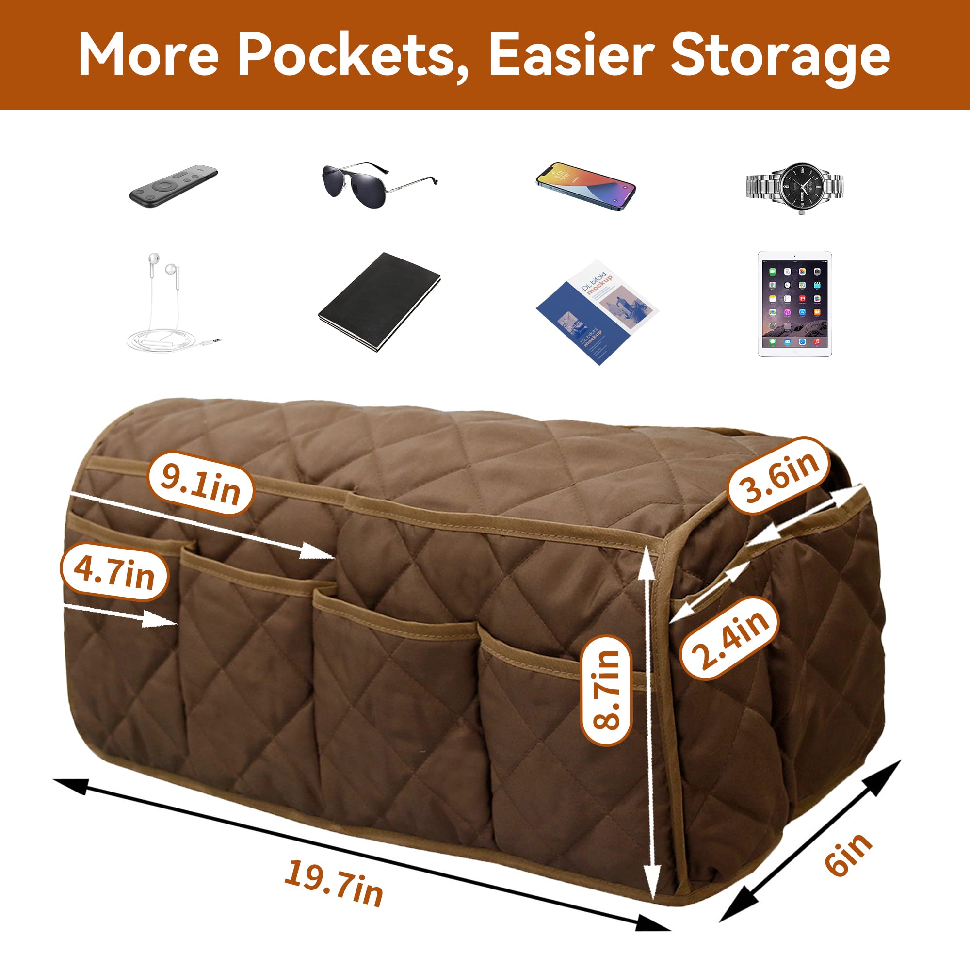 MEHIDFY Armchair Caddy 18-pocket storage for phones, remotes, magazines.