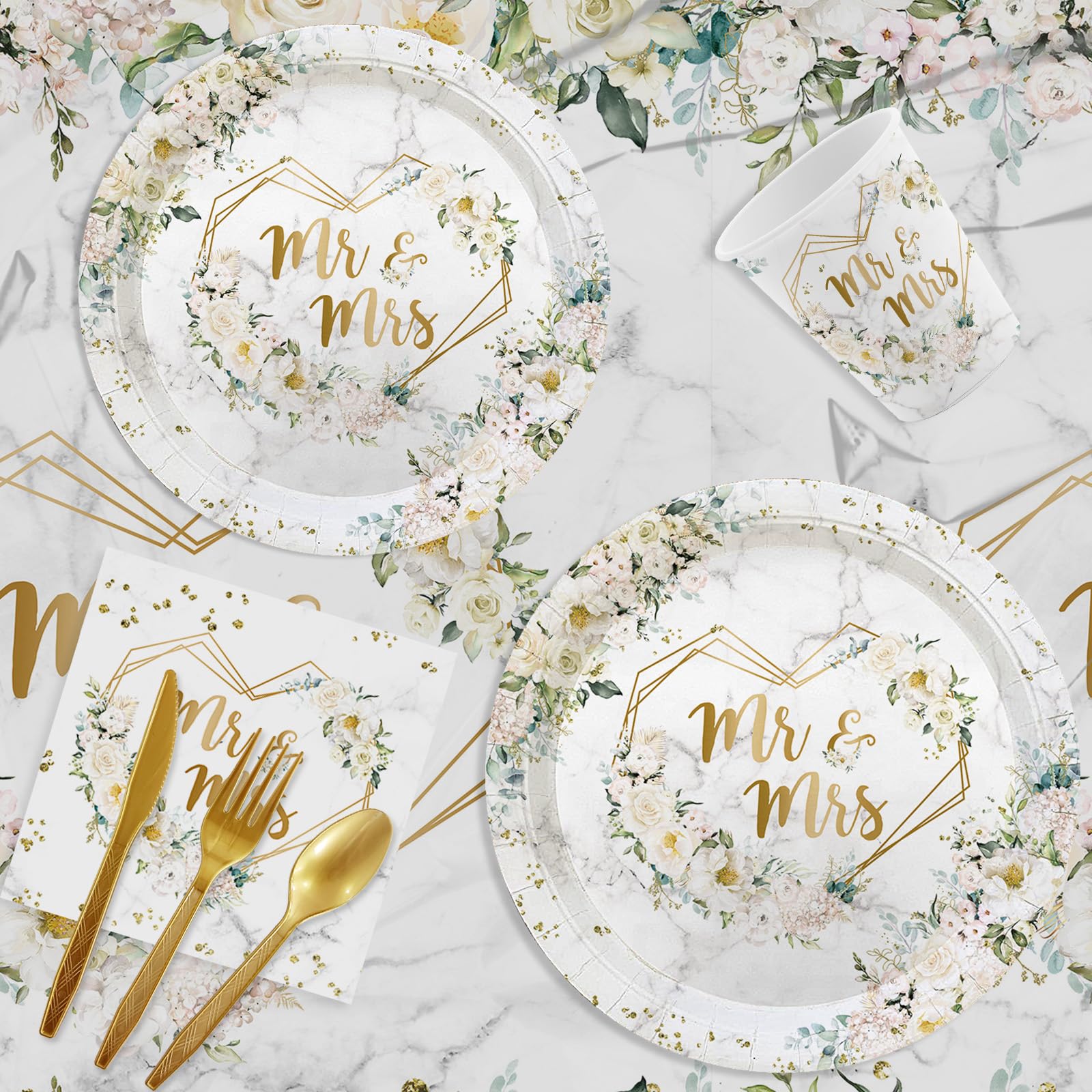 Mehofond floral gold pattern dinner plates add romantic flair to events