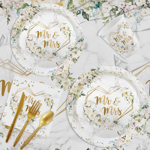 Mehofond floral gold pattern dinner plates add romantic flair to events
