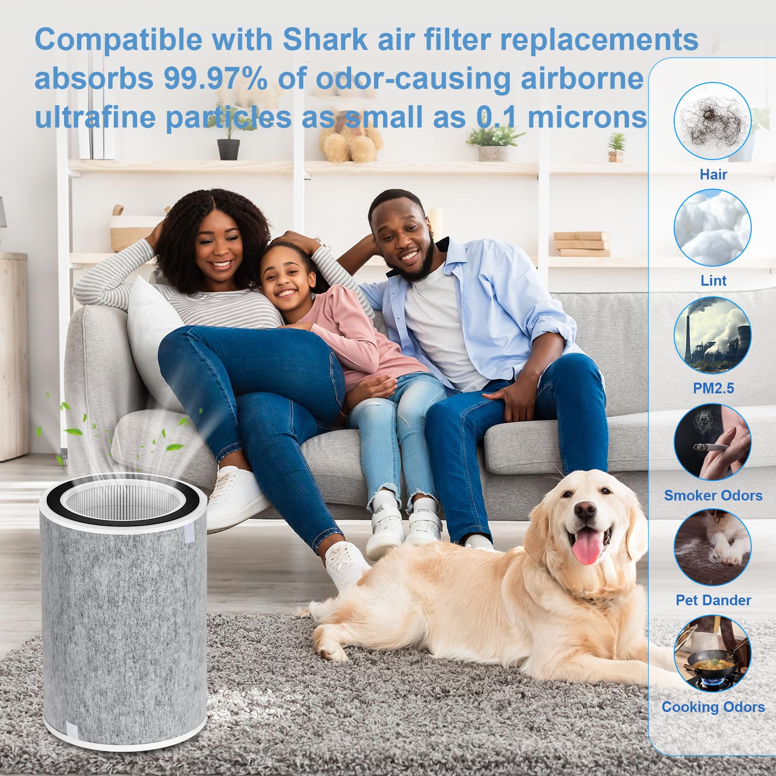 MEI SHUO PIN filter dimensions 8.7- inch diameter and 12- inch height.