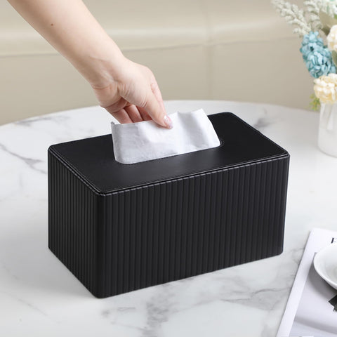MEIBOOCH black tissue box cover enhances bathroom, bedroom, or office decor.