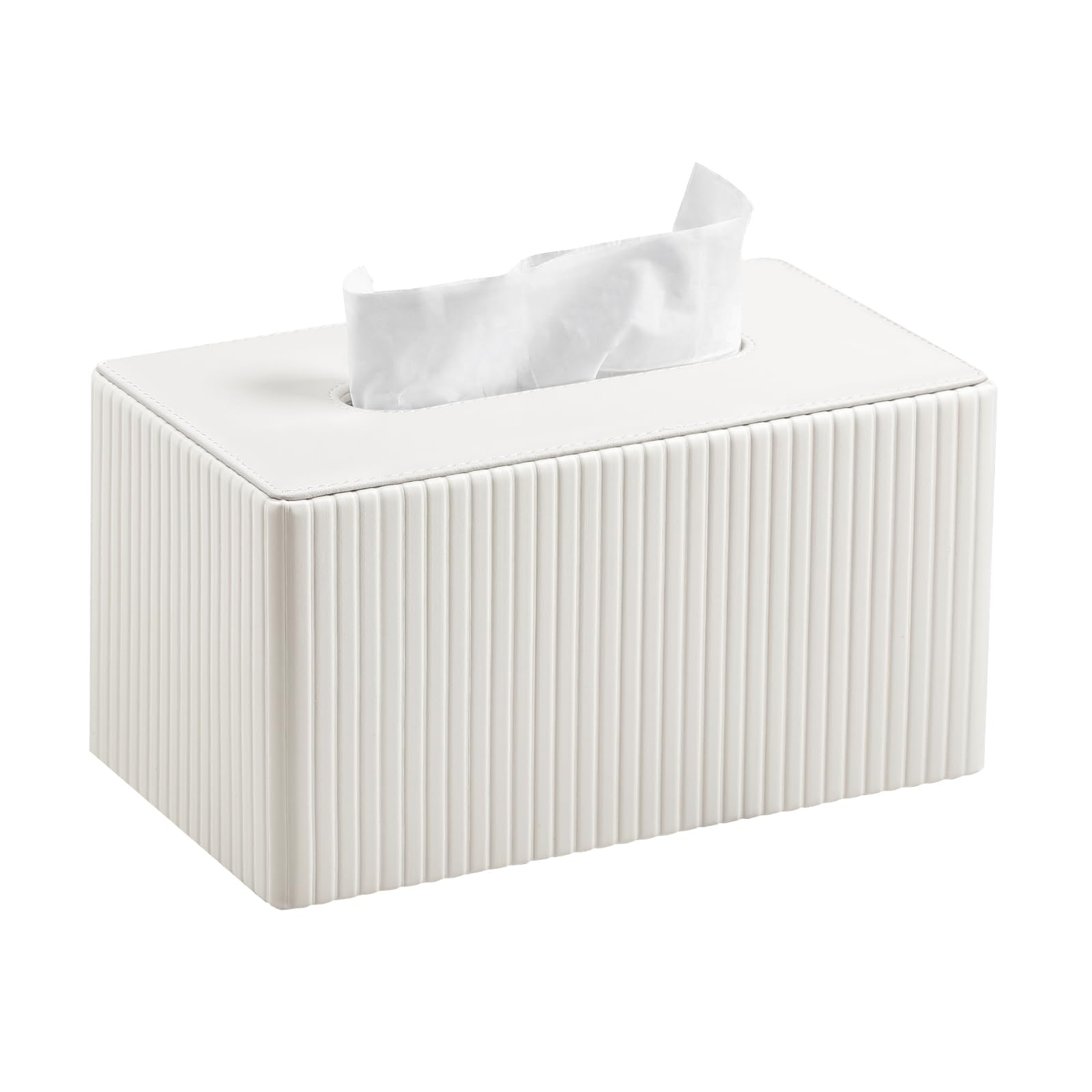 MEIBOOCH ivory extra large tissue box cover complements any room.