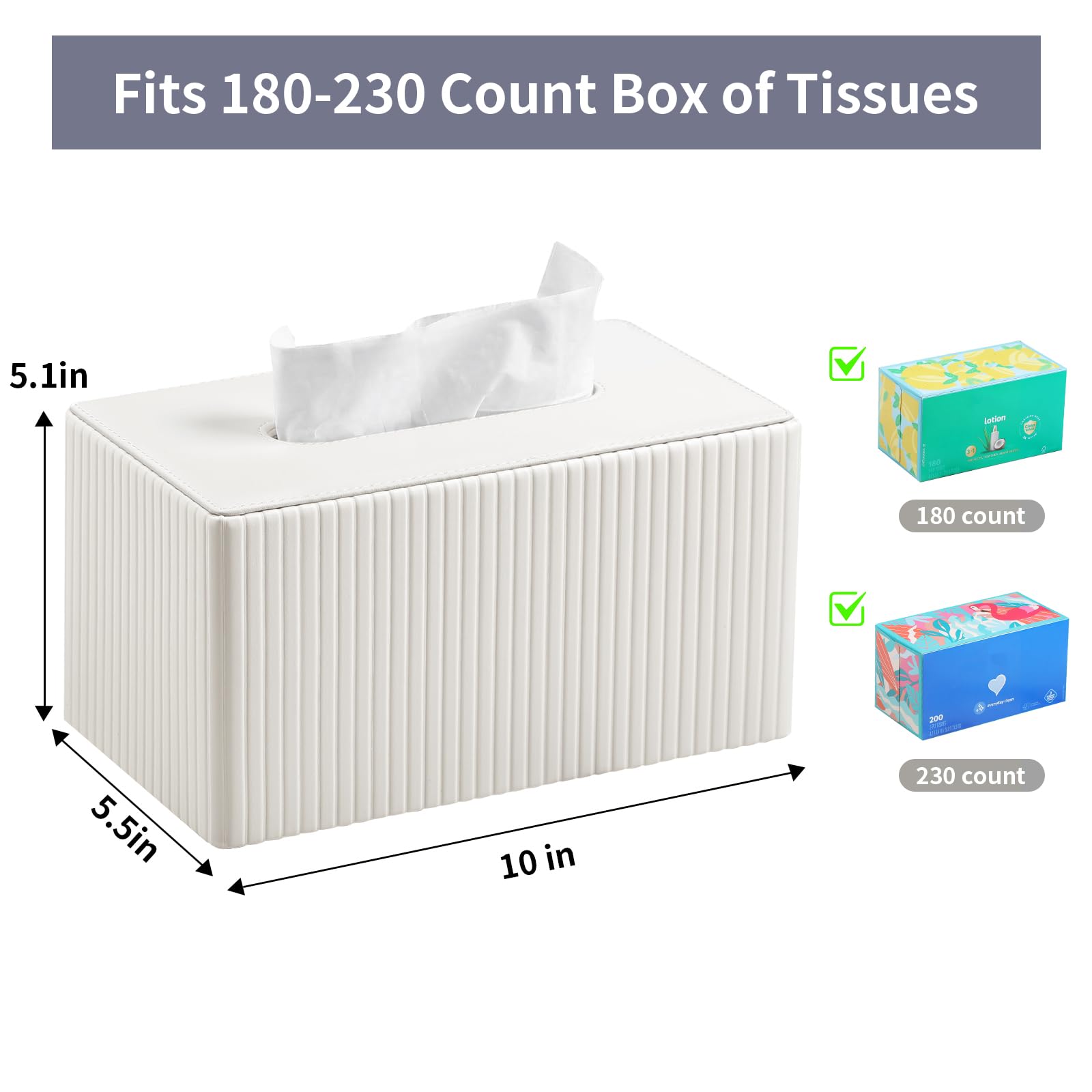 MEIBOOCH tissue box cover with magnetic closure at bottom for tidy use.
