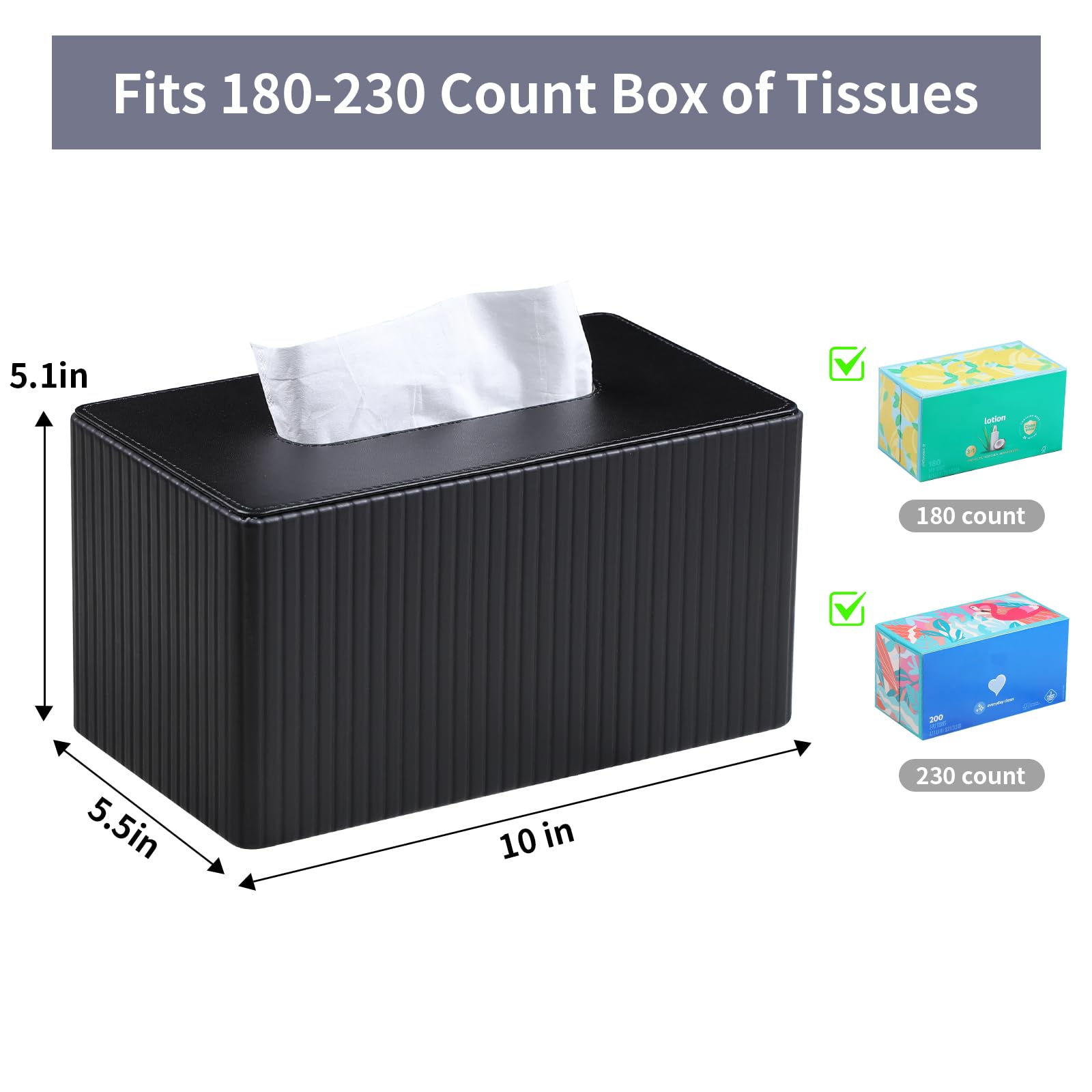 MEIBOOCH tissue box cover with magnetic closure bottom keeps tissues concealed.