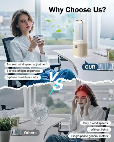 MEIIS fan with nine speeds and LED night light for versatile comfort
