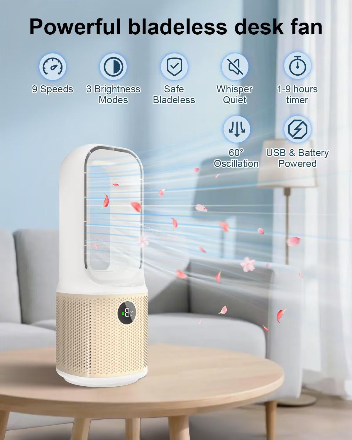 MEIIS USB rechargeable desk fan ready for portable cooling on the go