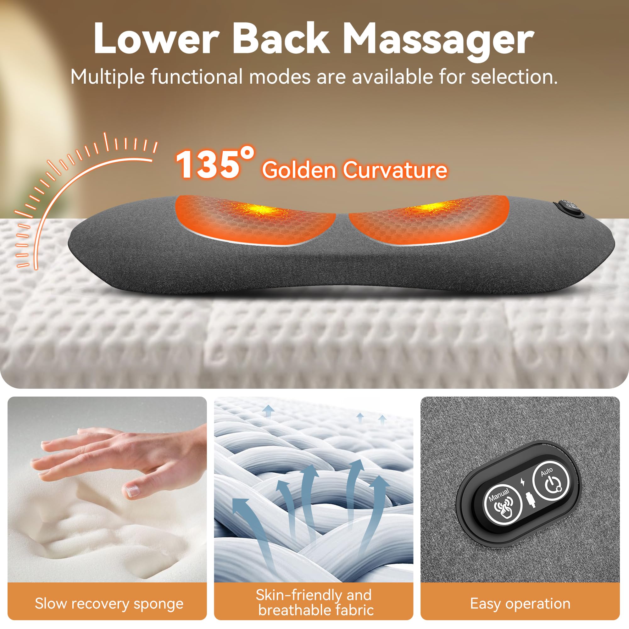 MEIJINEX memory-foam-core-lumbar-pillow contours to your back for comfort.