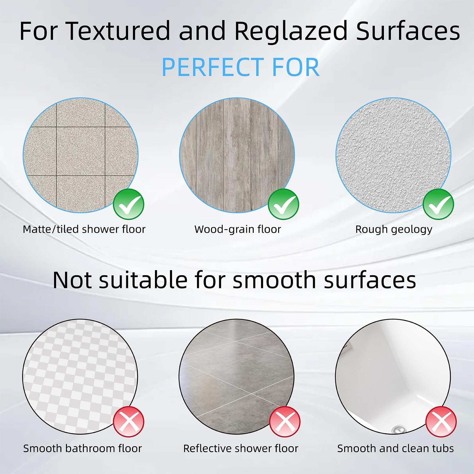 MeimeiDe bath mat highlighting the textured surface for strong traction on refinished tubs.