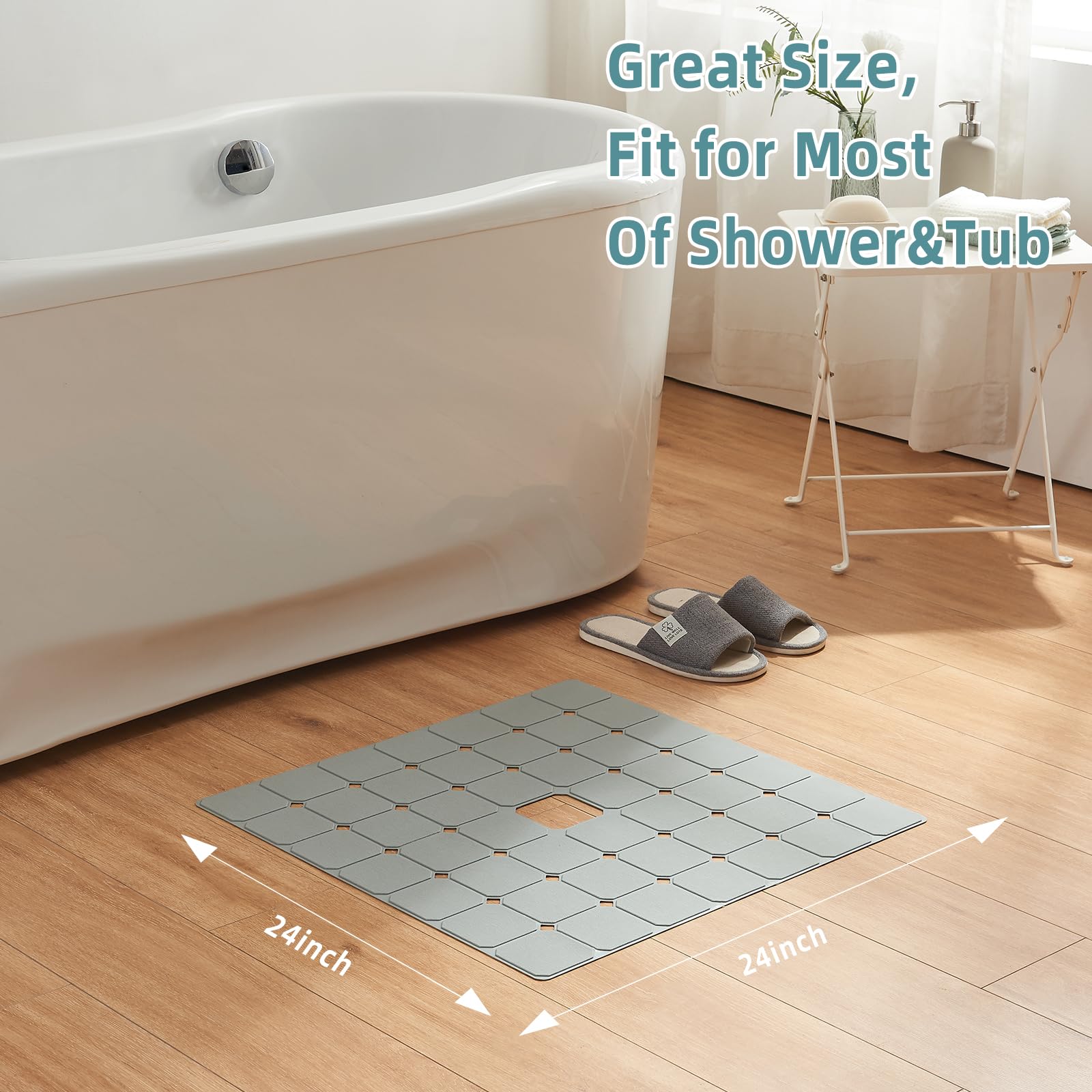 MeimeiDe silicone bath mat is machine-washable for easy care.