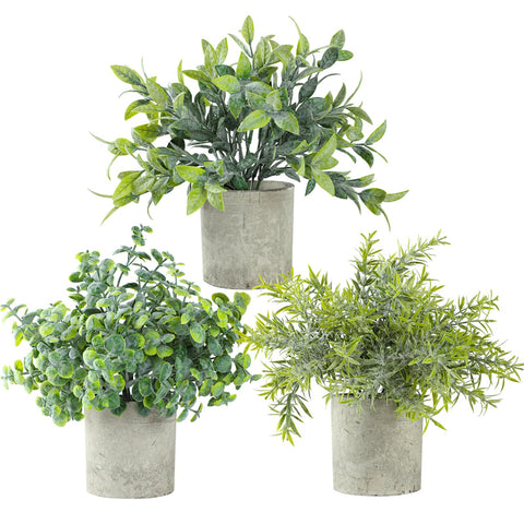Meinature life-like potted eucalyptus A for low-maintenance desktop decor.