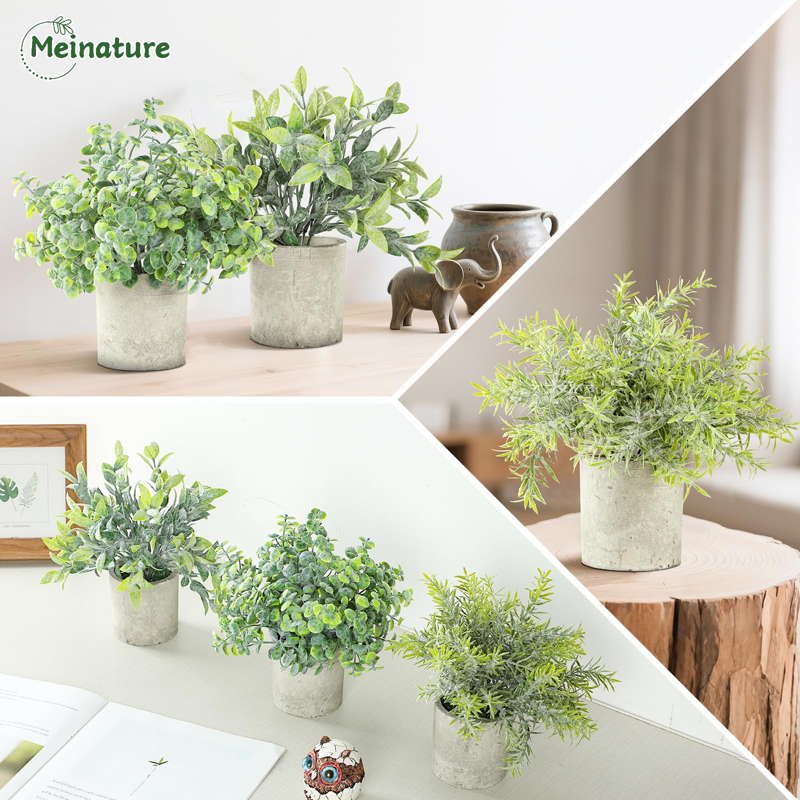 Meinature life-like potted eucalyptus C for shelves and small desks.