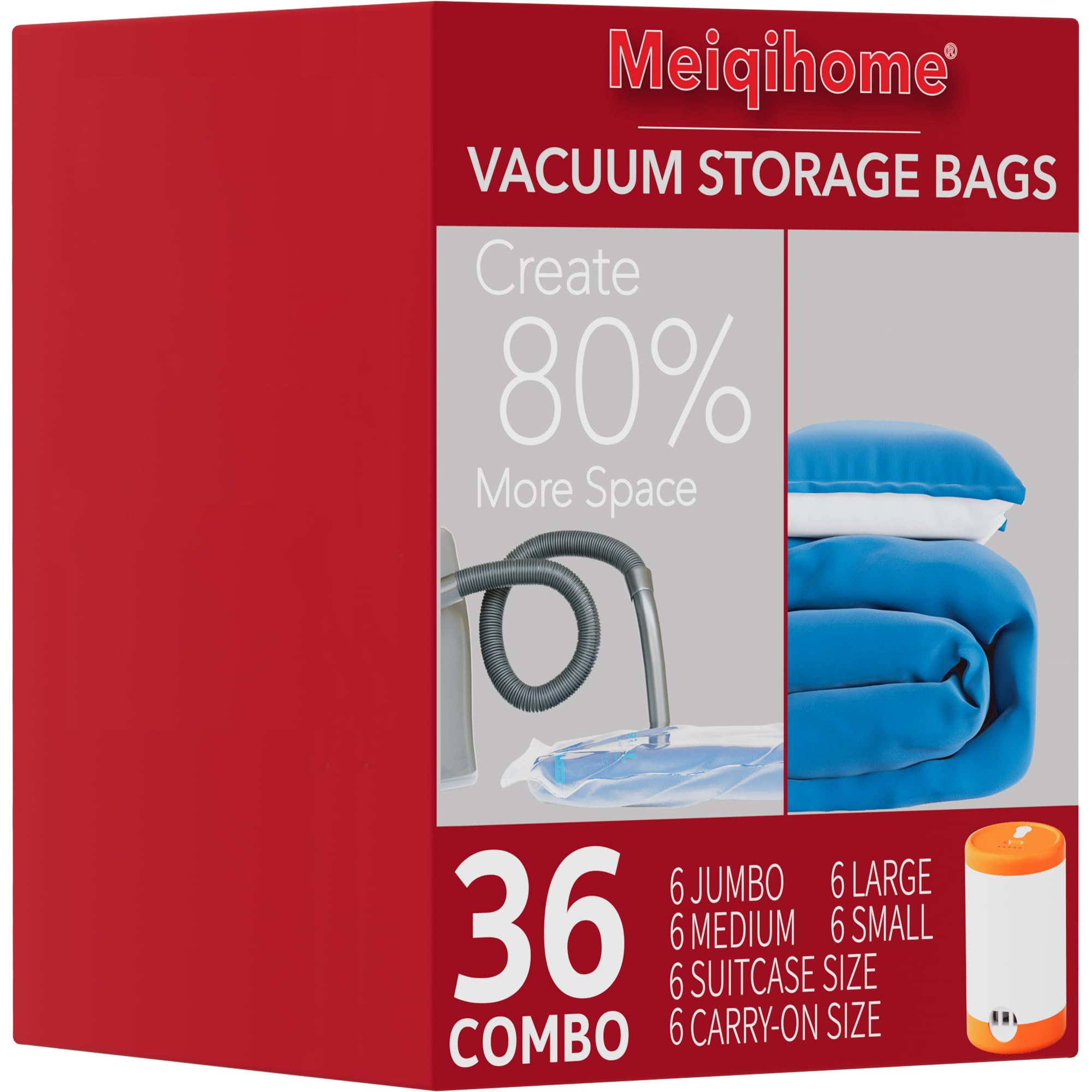 MEIQIHOME vacuum seal bags 36-pack in luggage for clutter-free travel