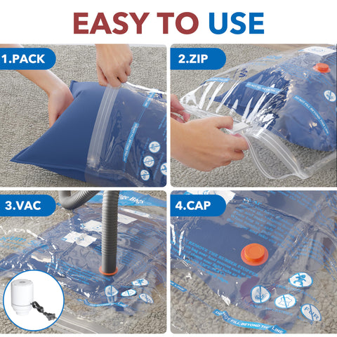 MEIQIHOME vacuum-seal bags medium size doubles as travel packing cubes.