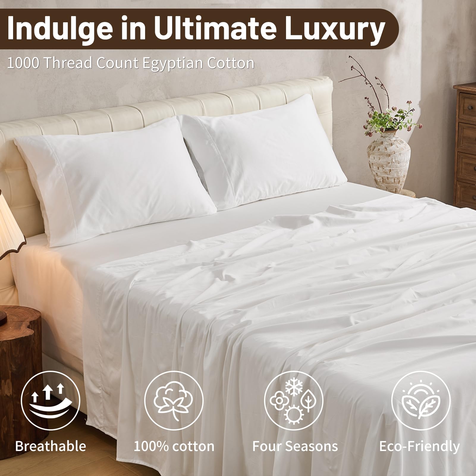 MEISHANG fitted sheet with 360° elastic hugs deep pockets for a snug fit.