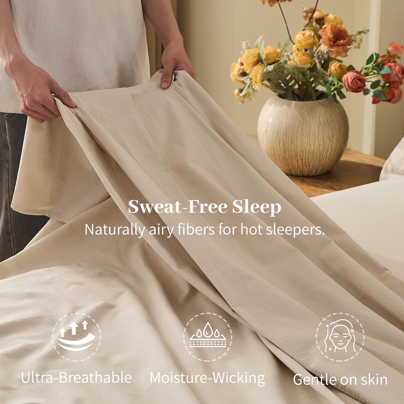 MEISHANG linen texture close-up emphasizes breathability.
