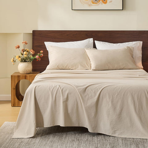 MEISHANG king flat sheet close-up showing breathable, cool comfort.