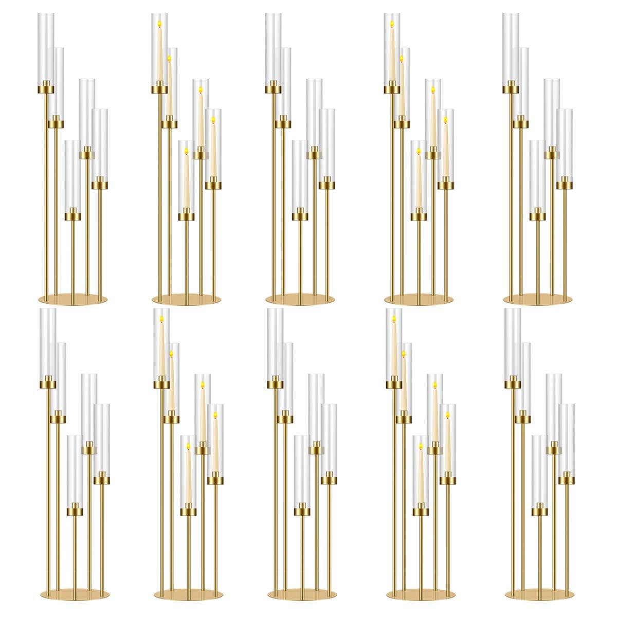 Meishaonv five-arm gold candelabra base adds an elegant centerpiece for events