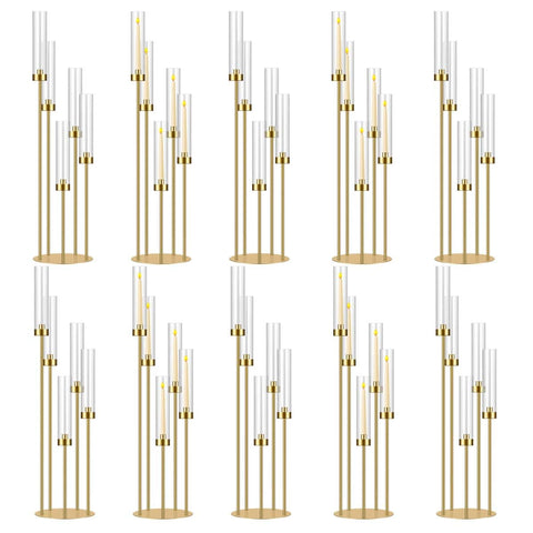 Meishaonv five-arm gold candelabra base adds an elegant centerpiece for events