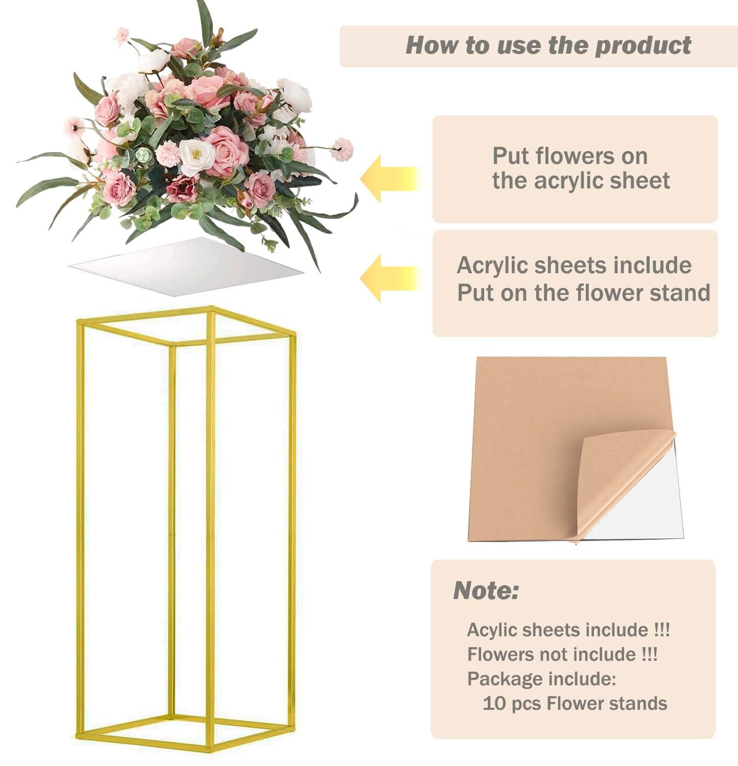 MEISHAONV gold metal flower stand, 60 cm height, perfect for formal receptions.